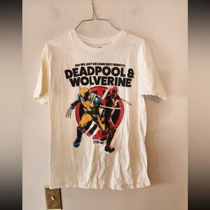 Deadpool & Wolverine T-Shirt Mens Med Beige Did We Just Become Best Bubs Graphic